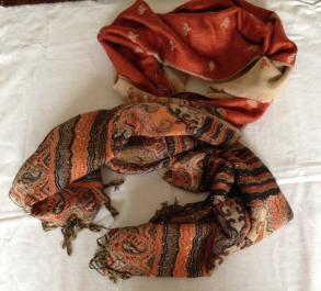 Double Sided Orange Patterned Scarf