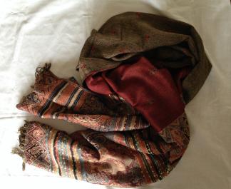 Double Sided Red Patterned Scarf