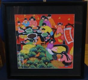 Farmers Painting - Communal eating in the village